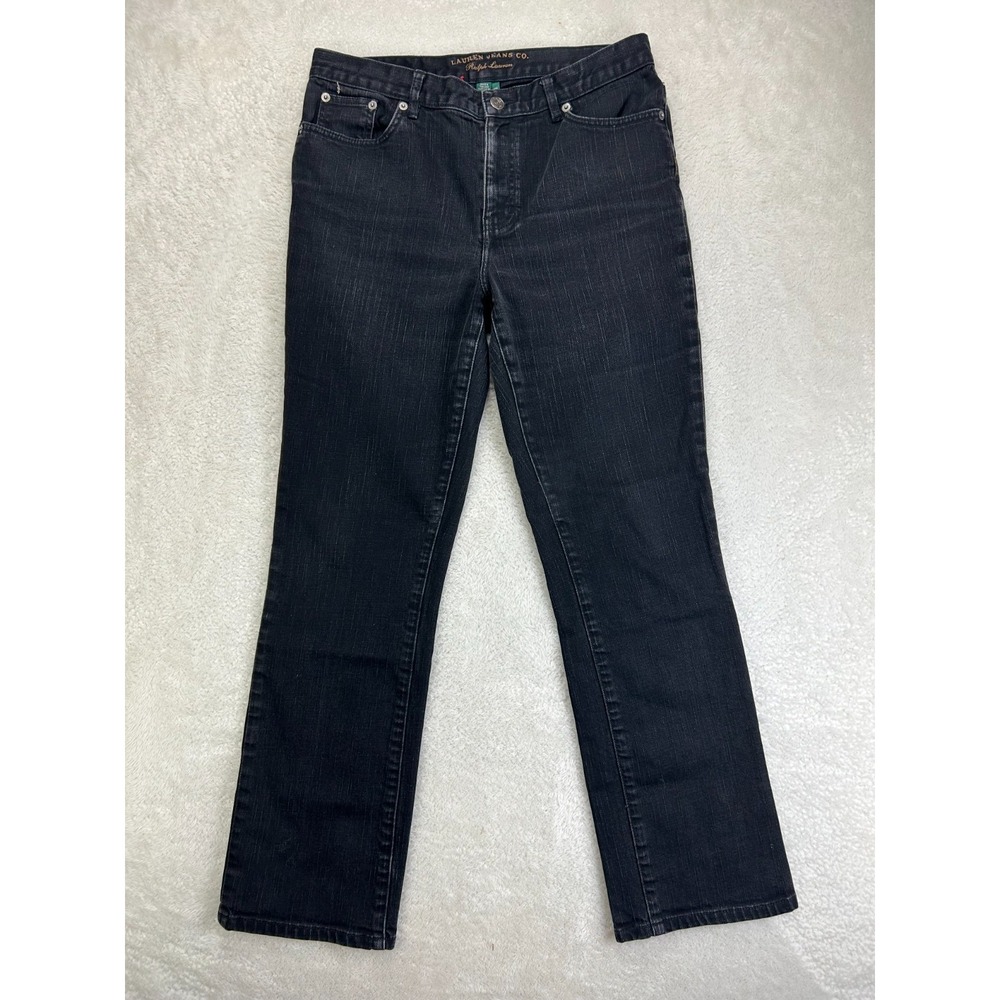 Lauren Jeans Co. By Ralph Lauren Classic Straight Jeans Womens 8P Black Denim